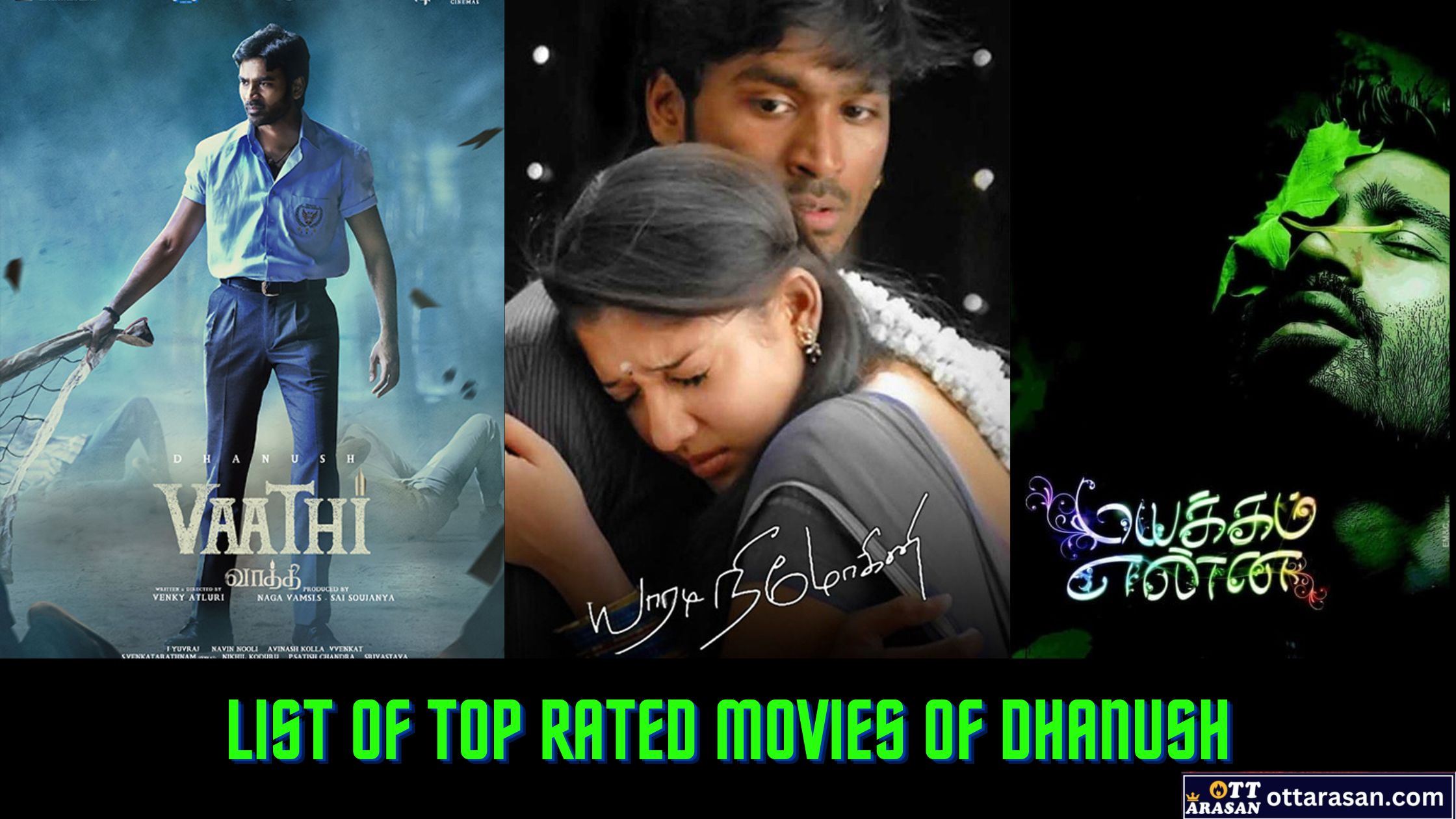 Dhanush Best Movie List | Top Rated Movies of Dhanush